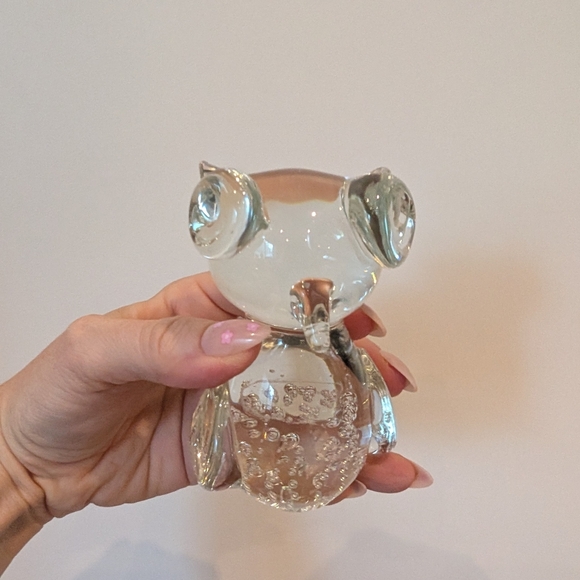 Clear Glass Owl Figurine Paperweight - Picture 1 of 9